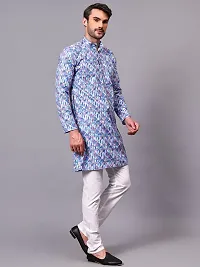 Reliable Olive Rayon Self Pattern Knee Length Kurta For Men-thumb3