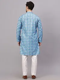 Reliable Olive Rayon Printed Knee Length Kurta For Men-thumb4