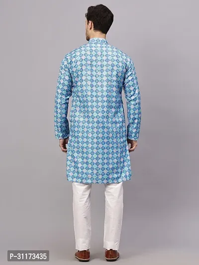 Reliable Olive Rayon Printed Knee Length Kurta For Men-thumb5