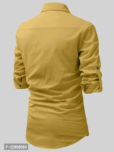 Reliable Yellow Cotton Solid Short Length Kurta For Men-thumb3