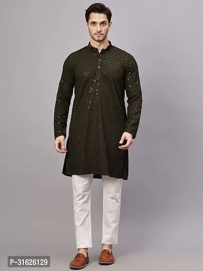 Reliable Green Rayon Embroidered Kurta And Bottom Sets For Men