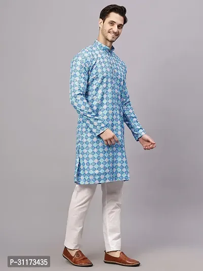 Reliable Olive Rayon Printed Knee Length Kurta For Men-thumb4