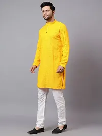 Reliable Yellow Rayon Embroidered Kurta And Bottom Sets For Men-thumb3