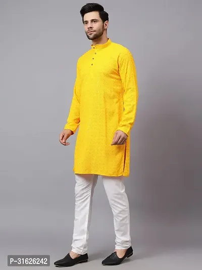 Reliable Yellow Rayon Embroidered Kurta And Bottom Sets For Men-thumb4