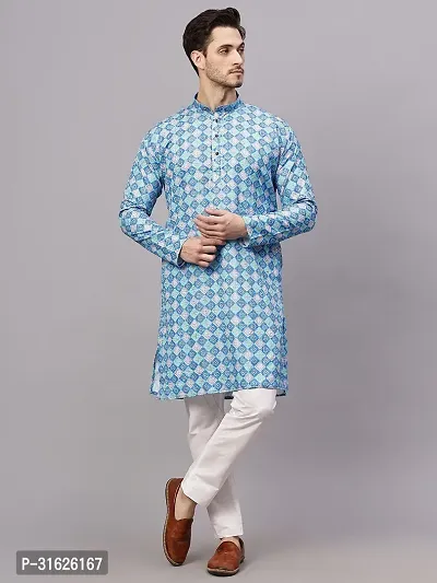 Reliable Olive Rayon Printed Kurta And Bottom Sets For Men-thumb0