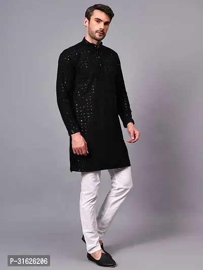 Reliable Black Rayon Embroidered Kurta And Bottom Sets For Men-thumb3