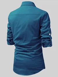 Reliable Blue Cotton Solid Short Length Kurta For Men-thumb1