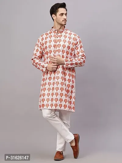 Reliable Orange Rayon Embroidered Kurta And Bottom Sets For Men