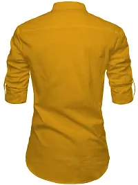 Reliable Yellow Cotton Solid Short Length Kurta For Men-thumb1