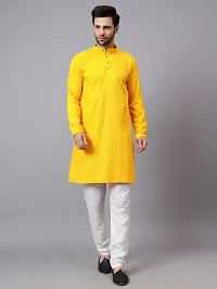 Reliable Yellow Rayon Embroidered Kurta And Bottom Sets For Men-thumb1