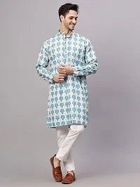 Reliable Olive Rayon Embroidered Knee Length Kurta For Men-thumb2