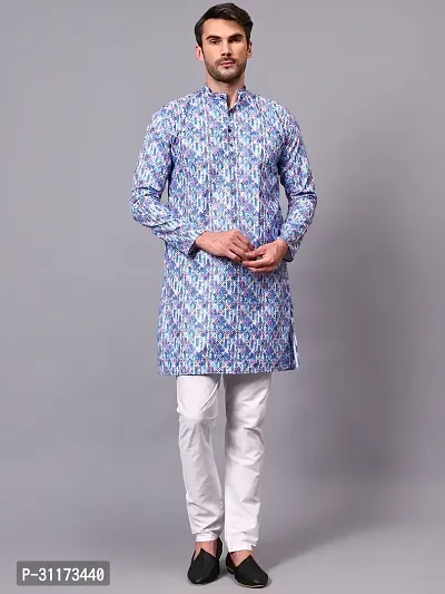 Reliable Olive Rayon Self Pattern Knee Length Kurta For Men-thumb0