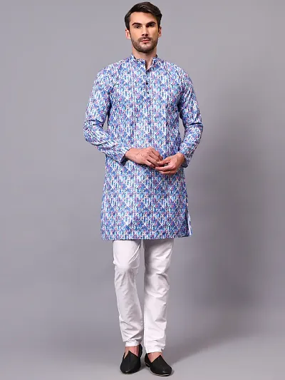 Reliable Blend Knee Length Kurta For Men