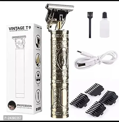 Vintage T9 Trimmer for Men Hair Zero Gapped Clipper Professional Cordless Haircut Electric USB Charging Beard Trimmer for Men Wireless Rechargeable Personal Hair Men Grooming Beard Liner, Gold-thumb0