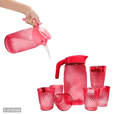 Plastic Jug with 6 Pieces Glasses Set for Juice/Water Serve Jug  Glass Set (Plastic)