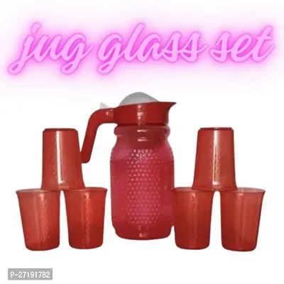 Jug with 6 Pieces Glasses Set for Juice/Water/Drink Serve ( 2 L) Jug Glass Set (plastic)-thumb0