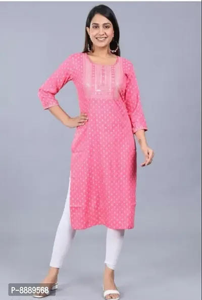 Rayon Straight Kurti For Women-thumb0