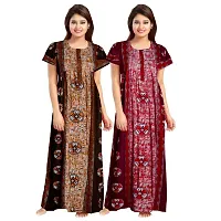 Stylish Multicoloured Cotton Printed Nightdress For Women Pack Of 2-thumb1