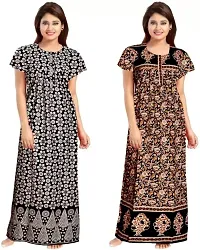 Stylish Multicoloured Cotton Printed Nightdress For Women Pack Of 2-thumb1