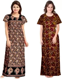 Stylish Multicoloured Cotton Printed Nightdress For Women Pack Of 2-thumb1