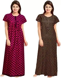 Stylish Multicoloured Cotton Printed Nightdress For Women Pack Of 2-thumb1