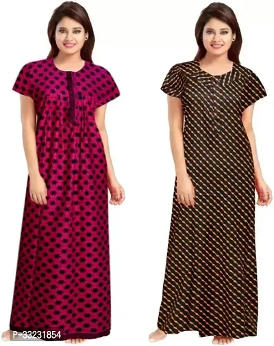 Stylish Multicoloured Cotton Printed Nightdress For Women Pack Of 2-thumb2