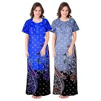 Stylish Multicoloured Cotton Printed Nightdress For Women Pack Of 2-thumb1