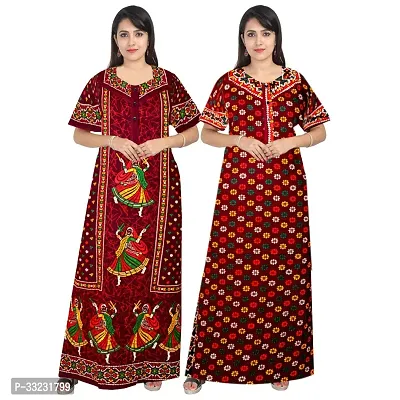 Stylish Multicoloured Cotton Printed Nightdress For Women Pack Of 2-thumb0