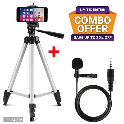 3110 Tripod Stand for Phone and Camera Adjustable Aluminium Alloy Tripod Stand Holder Collar Mic 1.5m for Mobile Phones  Camera, Photo/Video Shoot-thumb0