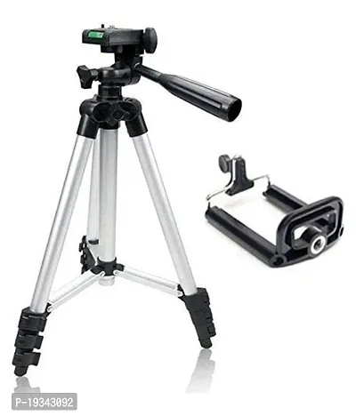 3110 Tripod Stand for Phone and Camera Adjustable Aluminium Alloy Tripod Stand Holder Collar Mic 1.5m for Mobile Phones  Camera, Photo/Video Shoot-thumb3