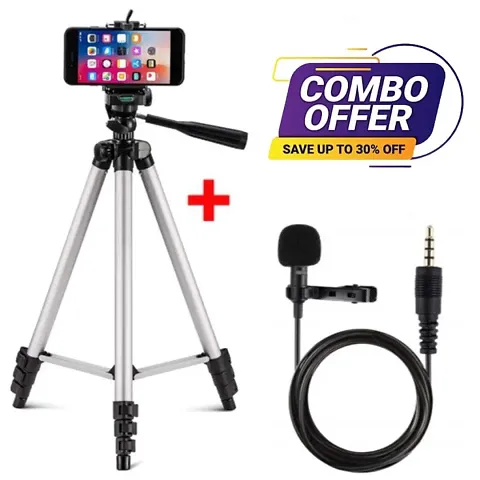 3110 Tripod Stand for Phone and Camera Adjustable Aluminium Alloy Tripod Stand Holder Collar Mic 1.5m for Mobile Phones  Camera, Photo/Video Shoot