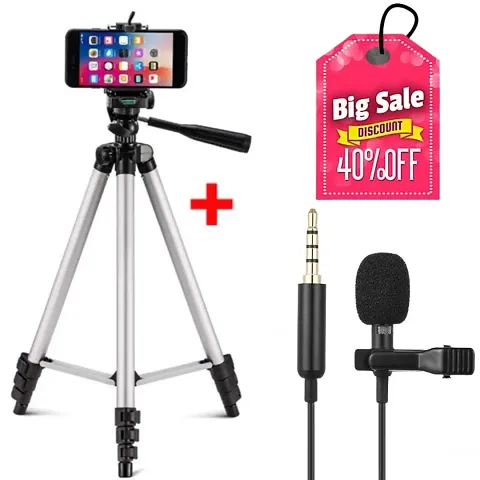 3110 Tripod Stand for Phone and Camera Adjustable Aluminium Alloy Tripod Stand Holder Collar Mic 1.5m for Mobile Phones  Camera, Photo/Video Shoot