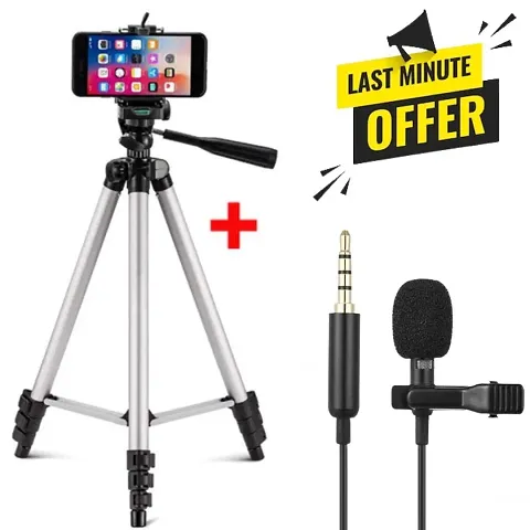 3110 Tripod Stand for Phone and Camera Adjustable Aluminium Alloy Tripod Stand Holder Collar Mic 1.5m for Mobile Phones  Camera, Photo/Video Shoot