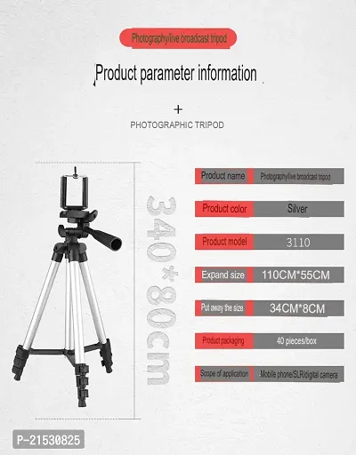 Tripod 3110 Mobile Stand for Videography Photoshoot, YouTube, Compatible with All Mobile Phones, Camera (Tripod+Mic)-thumb4