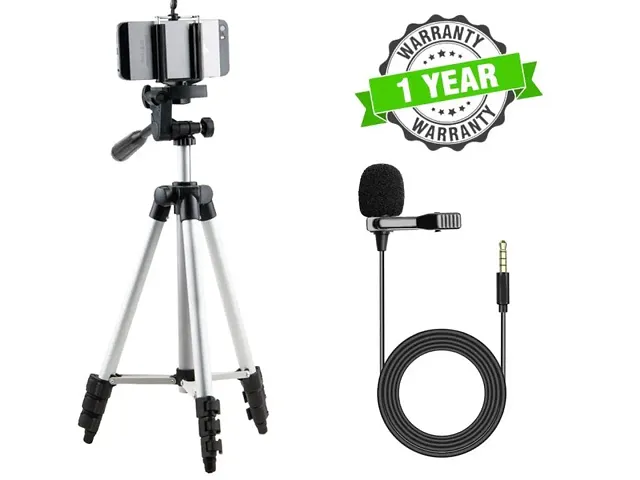 Tripod 3110 Mobile Stand for Videography Photoshoot, YouTube, Compatible with All Mobile Phones, Camera (Tripod+Mic)