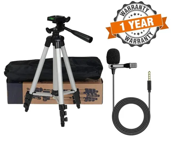 Tripod 3110 Mobile Stand for Videography Photoshoot, YouTube, Compatible with All Mobile Phones, Camera (Collar Mic)