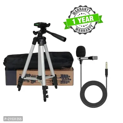 Tripod 3110 Mobile Stand for Videography Photoshoot, YouTube, Compatible with All Mobile Phones, Camera (Tripod+Mic)-thumb0