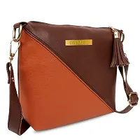 DYMEK Contrast Sling Bag For Women (Brown)-thumb3