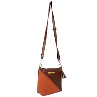 DYMEK Contrast Sling Bag For Women (Brown)-thumb4