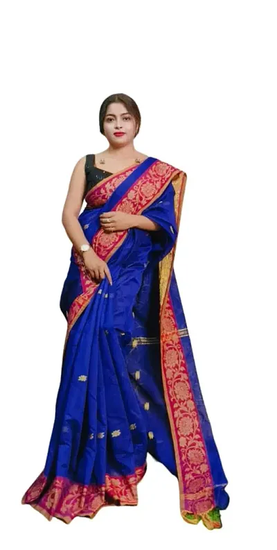 BARNALI SAREE HOUSE Women's Handloom Soft Comfortable & Breathable Saree With Unstitched Blouse