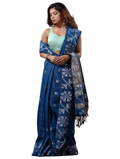 BARNALI SAREE HOUSE Women's Handloom Soft & Comfortable & Breathable Saree With Unstitched Blouse