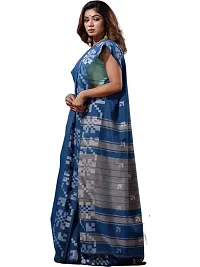 BARNALI SAREE HOUSE Women's Handloom Soft Breathable  Comfortable Saree With Unstitched Blouse (Blue)-thumb1