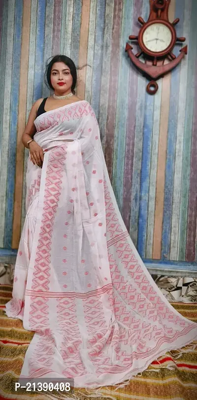 Stylish Cotton Blend Saree With Blouse Piece For Women