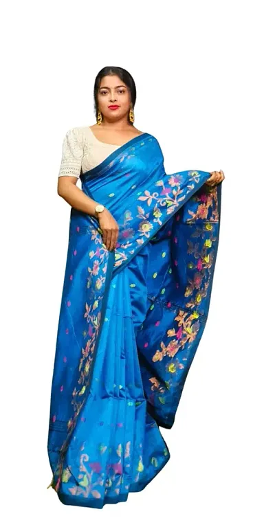 BARNALI SAREE HOUSE Women's Handloom Soft Comfortable & Breathable Saree With Unstitched Blouse