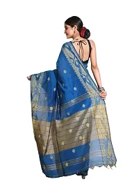 BARNALI SAREE HOUSE Women's Handloom Soft Comfortable  Breathable Saree With Unstitched Blouse (Blue)-thumb1