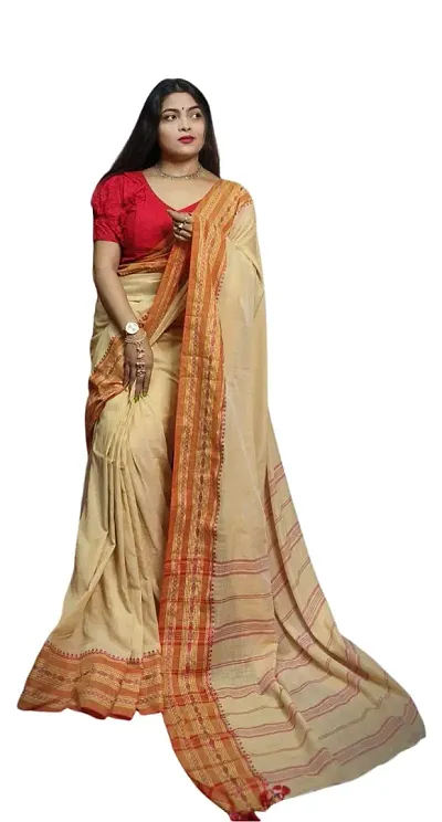 BARNALI SAREE HOUSE Women's Handloom Soft Comfortable & Breathable Saree With Unstitched Blouse