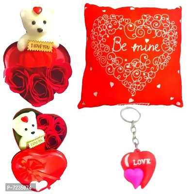 Valentine Cushion Pillow and Heart Shape Gift Box With A Key Ring