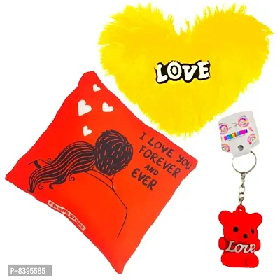Valentine Cushion Pillow and Heart Shape Yellow Pillow With A beautiful Key Ring For Lovers , Gift For Valentine , Gift For Lovers , Gift For Best Friends .