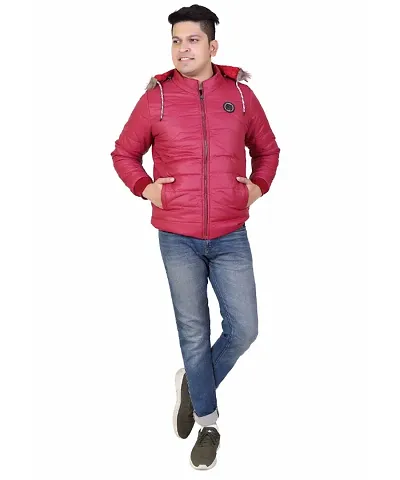 Amdy Men Nylon Jacket Full-Sleeved Winter Jacket With Hood
