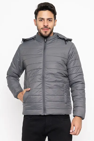 Comfortable Nylon Full-Sleeve Jacket With Hood For Men